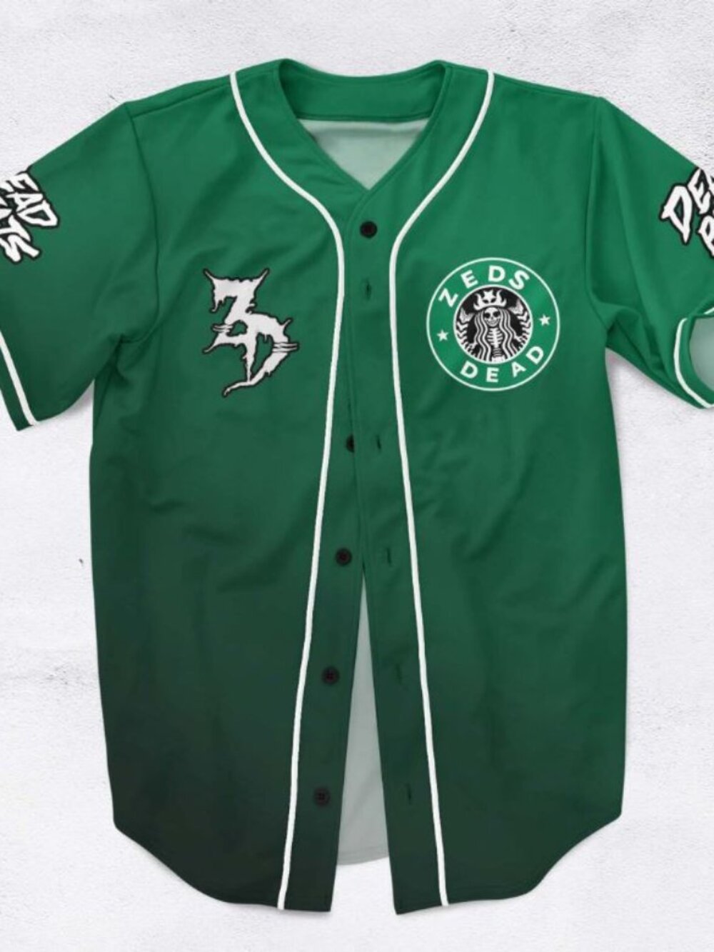 Zeds Dead Deadbeats Starbucks Parody Green Baseball Jersey